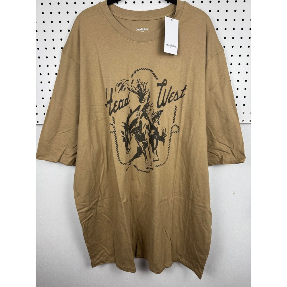 Goodfellow & Co Mens XXL Tall‎ Brown Head West Cowboy Graphic T-Shirt Z9G46R